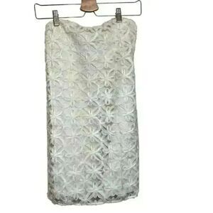 NWT WeWoreWhat Women's Ivory Lattice Lace Strapless A-Line Mini Dress Size 4